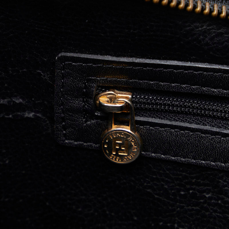 Fendi Diagonal Shoulder Bag C14027 Black Leather Women's