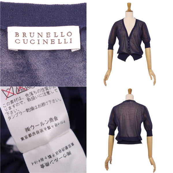 Brunello Cucinelli e Cardigan y Short Sleeve Seat Tops  S Navy  Nitted