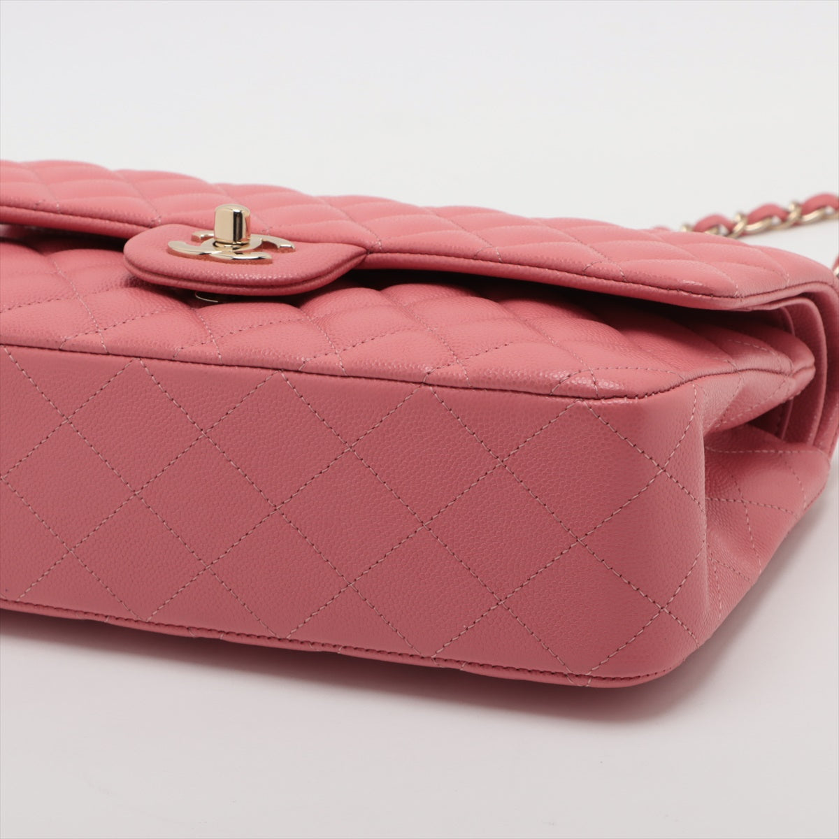 Chanel Matrasse 25 Caviar S Double Flap Double Chain Bag Pink G  28th A01112