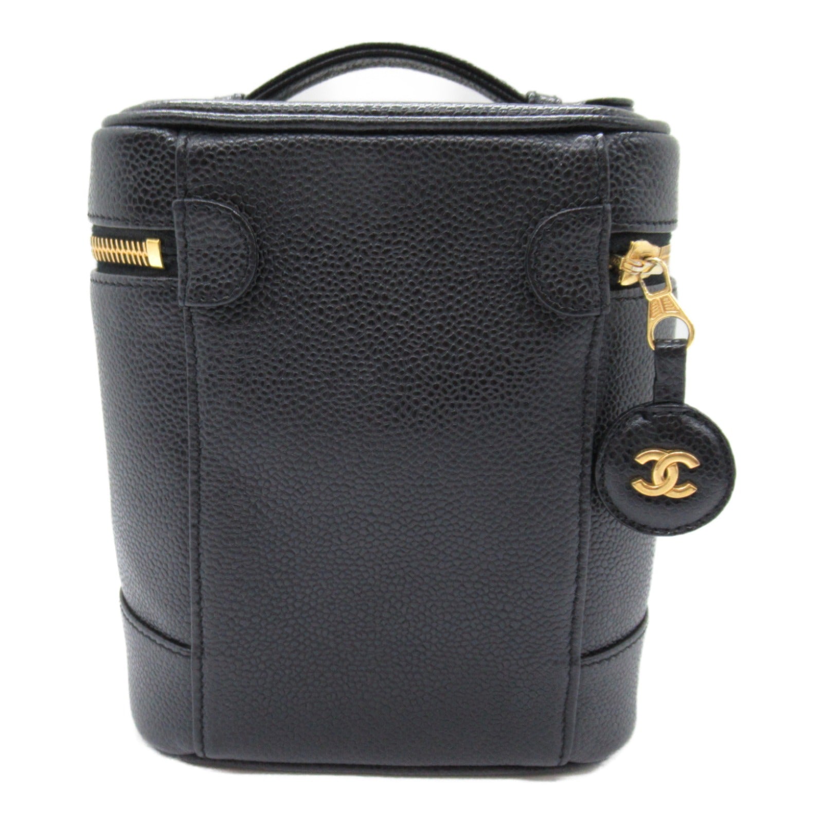 CHANEL Laminated Vanity Handbag Caviar S  Black  A01998