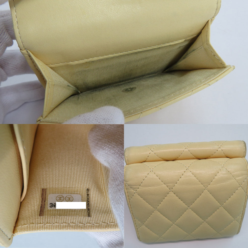 Chanel Classic Small Flap Wallet AP0230 Matrasse Yellow G   Coco Three Folded Wallet