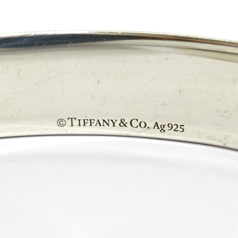 Tiffany Narrow Cow Bangle SV925 Silver Diamond Jewelry