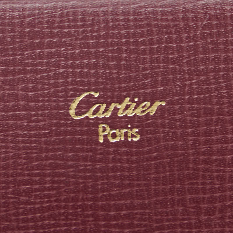 Cartier Musterline Twin Fold Wallet Long Wallet Bordeaux Wine Red Leather  Cartier
