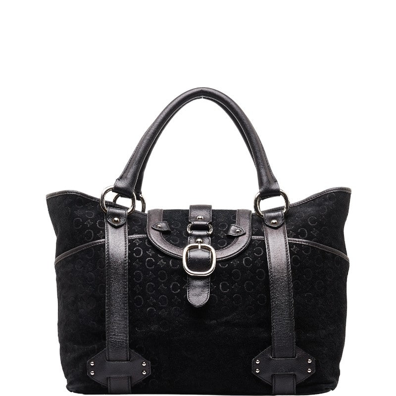 Celine C Macadam Handbag Black Canvas Leather  Celine