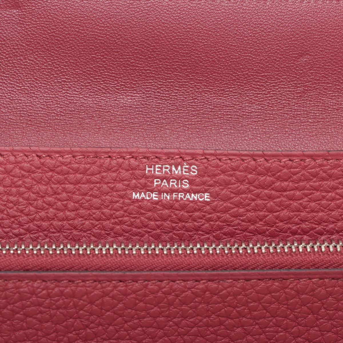 Hermes Dogon Compact Togo Wallet Rouge Grena Silver  U 2022