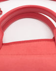 Chanel Dolphin MM Canvas  Leather 2WAY Handbag Red G Gold