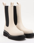 Bottega Veneta Leather Side Goar Shoes 39 Unisex Black x White Chelsea Boots Rug