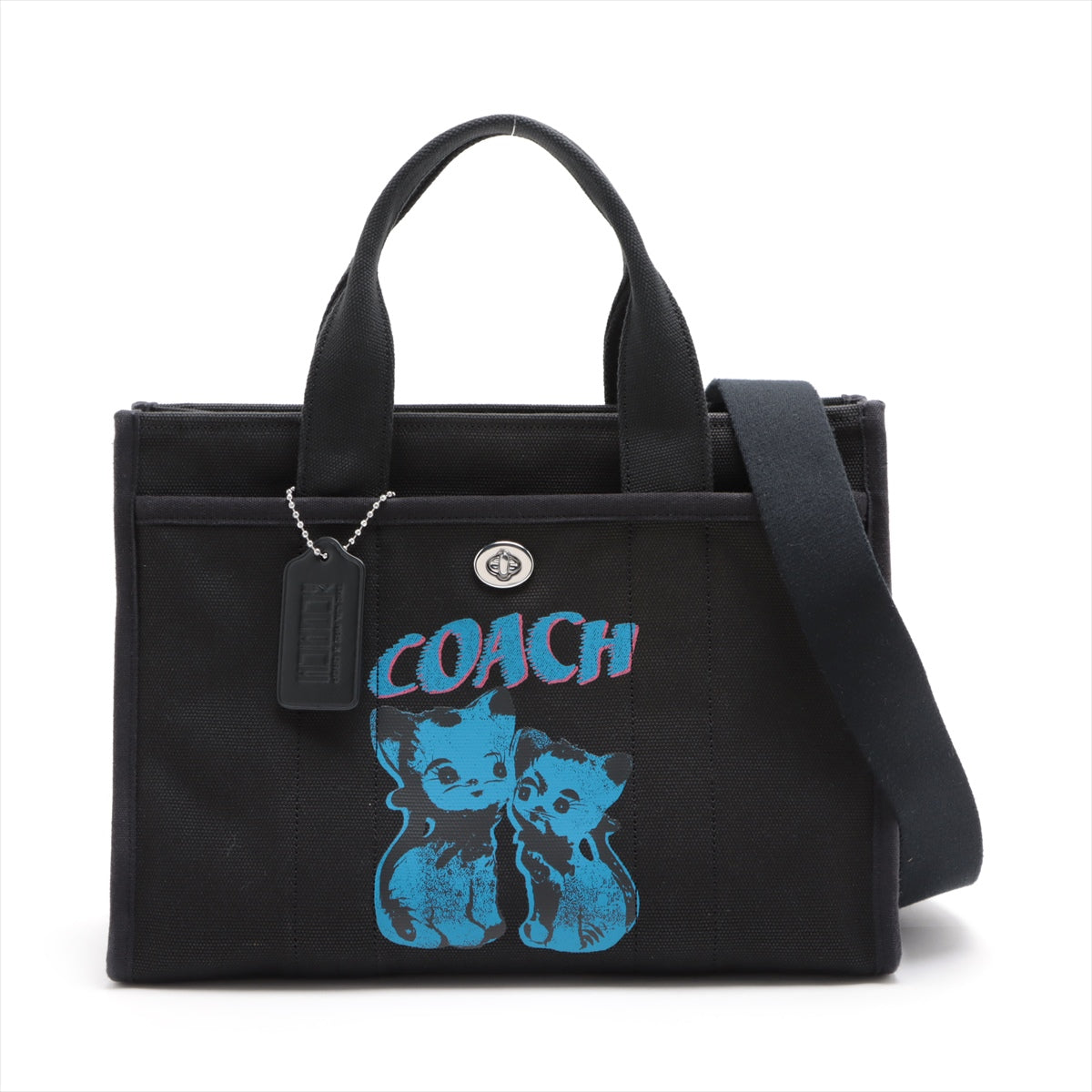 Coach Linen 2WAY Tote Bag Black Linenas Collaboration