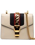 Gucci Sy Line Silver Smol Pulled Chain Shoulder Bag 431666 White G Leather  Gucci