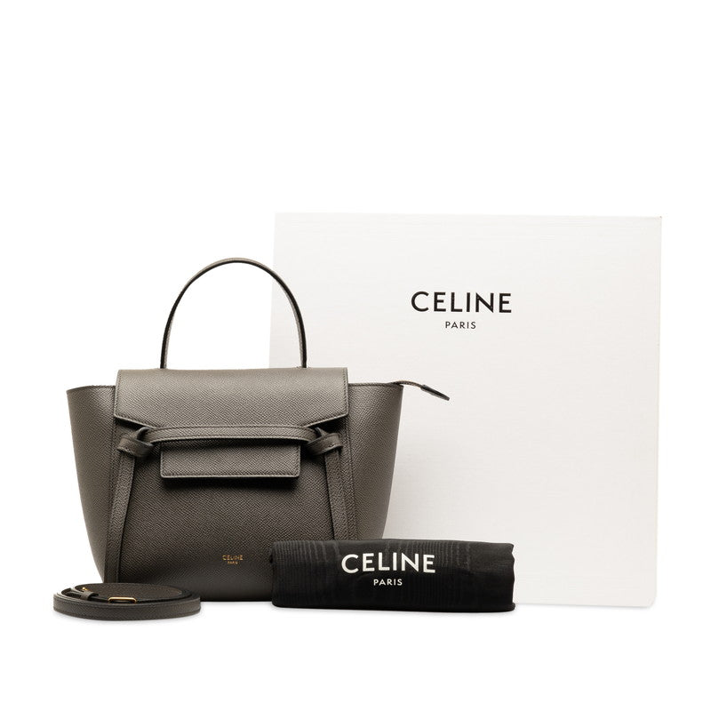 Celine Nano Belt Bag Handbag 2WAY S-AI-1282 Gr Leather  Celine