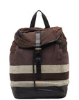 Burberry Cheque Bag Backpack Brown Multicolor Canvas Leather  BURBERRY