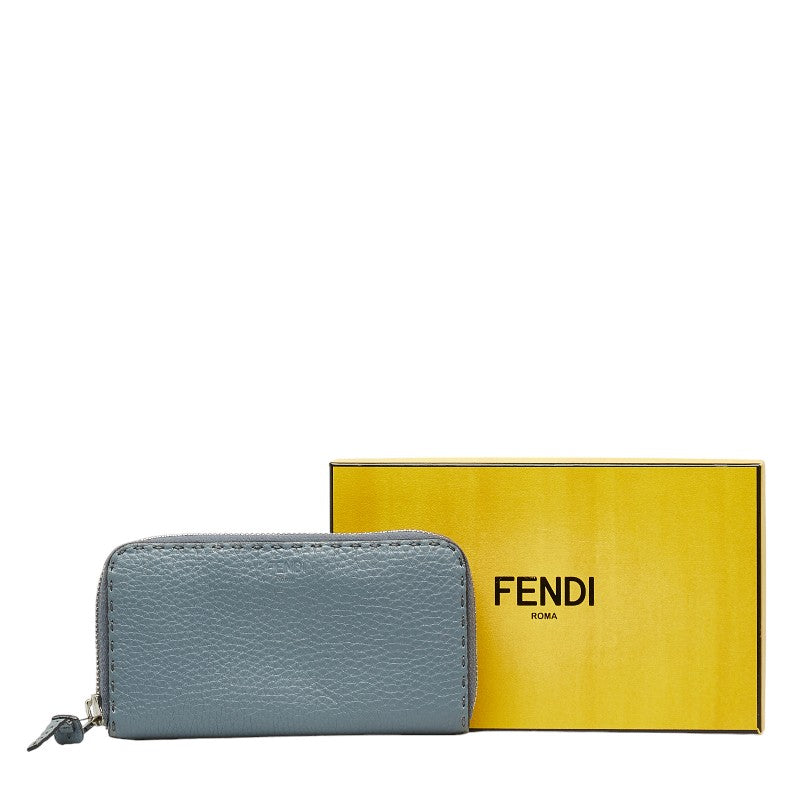 Fendi Celeria Round Long Wallet 8M0374 Blue Grey Leather  Fendi