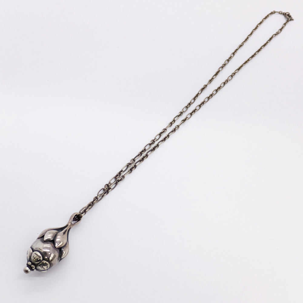 George Jensen Silver Necklace 1991 Rose Real Earring Pendant Silver Collar SV925 Approximately 13.1g Approximately 44cm