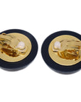 Chanel 1993 Earrings Clip-On Gold Black