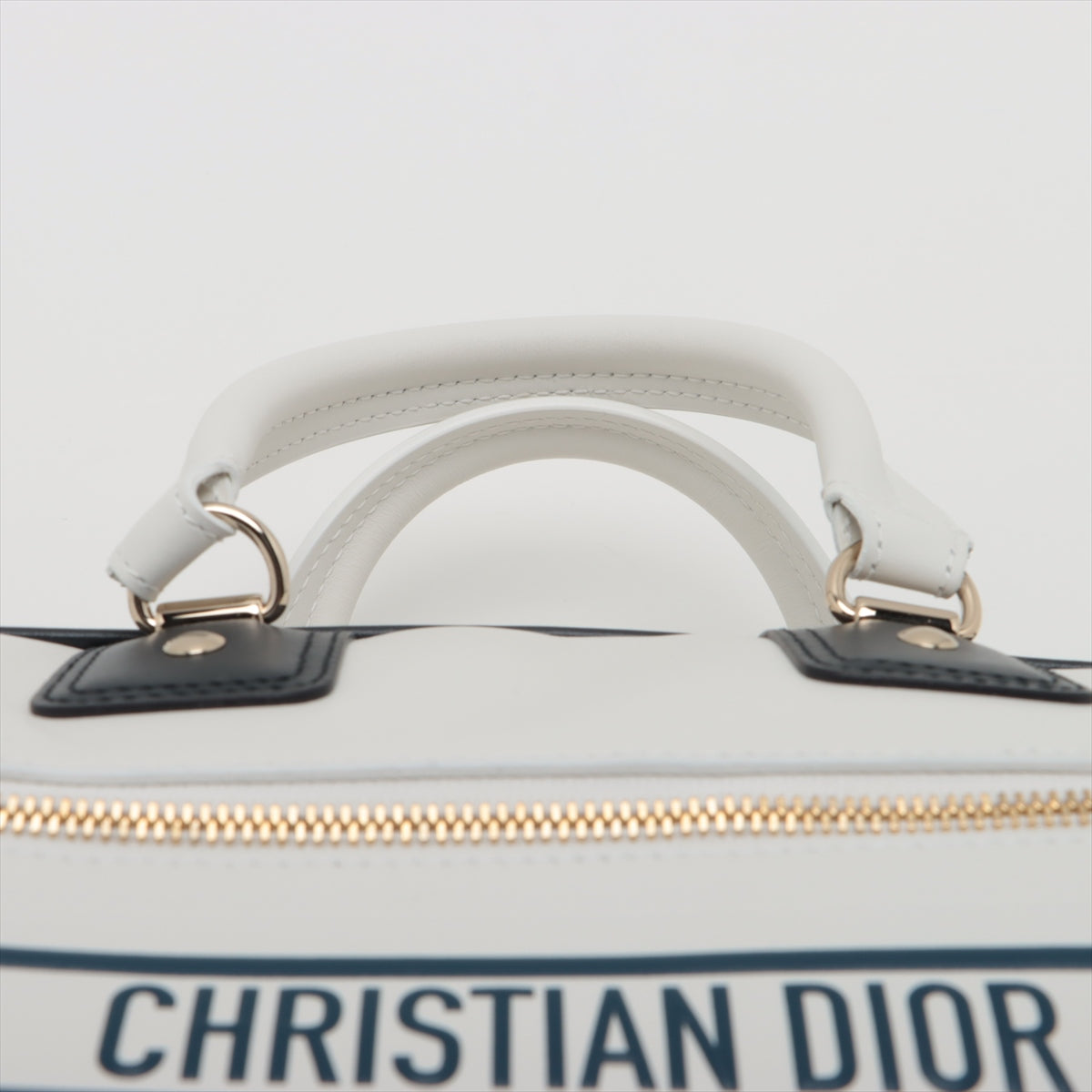 Christian Dior 波浪皮革 2WAY 手提包 白色伯爵