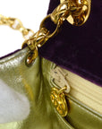 CHANEL * 1991-1994 Purple Velvet Rhinestone CC Diagonal Letter Flap Bag