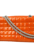 Chanel 2000-2001 Orange Patent leather Mademoiselle Lock Straight Flap Shoulder Bag