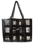 Chanel Black Vinyl Windows Line Tote Handbag
