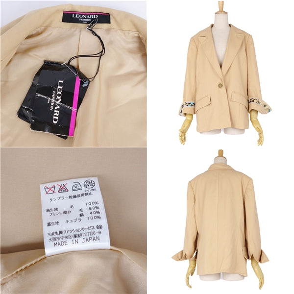 LEONARD FASHION Jacket  Jacket Single Wool Out  13AR (L equivalent) Beige