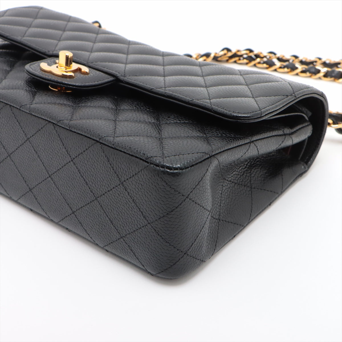 Chanel Matrasse 25 Caviar S Double Flap Double Chain Bag Black G  15th