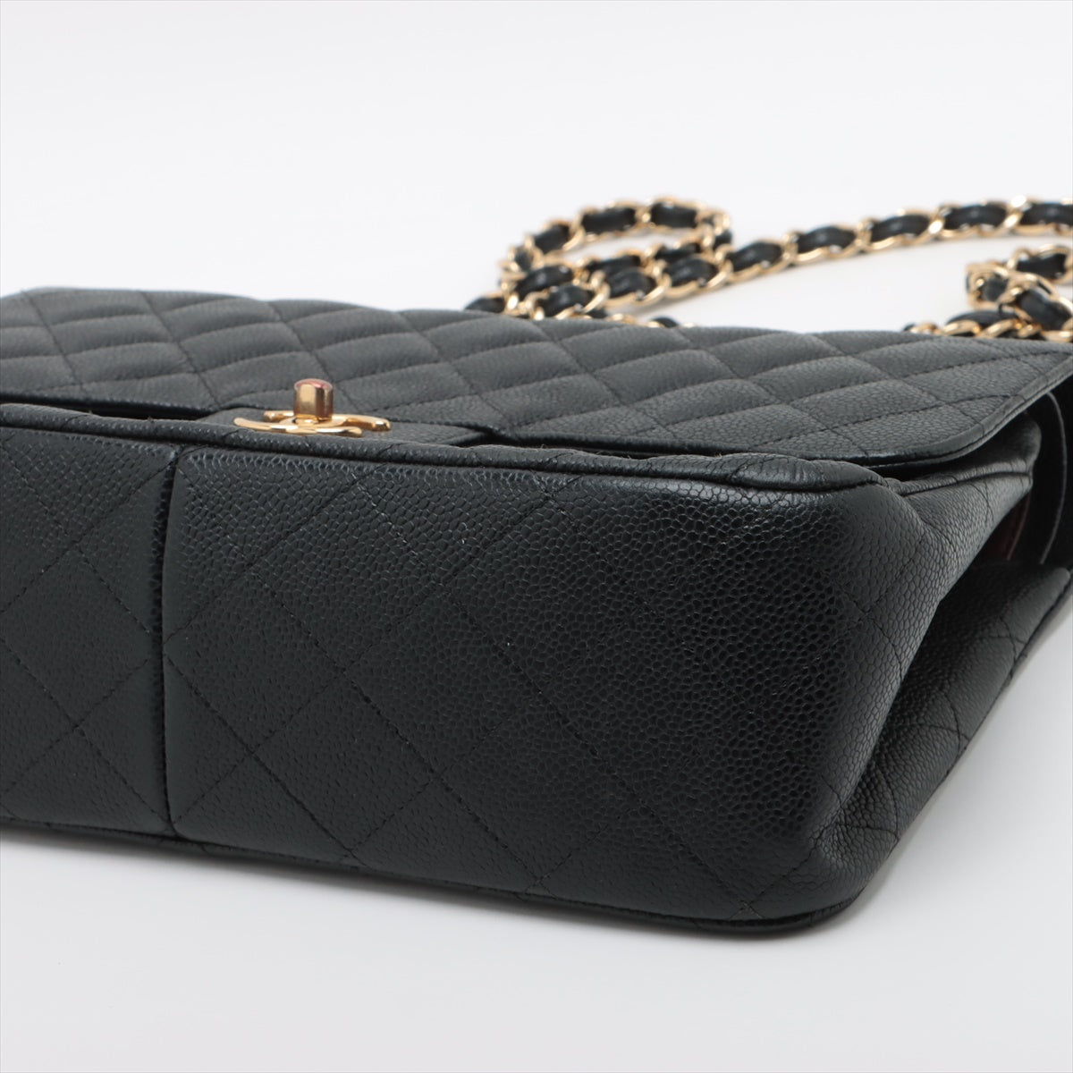 CHANEL Deca Caviar S Double Flap Double Chain Bag Black G  14th
