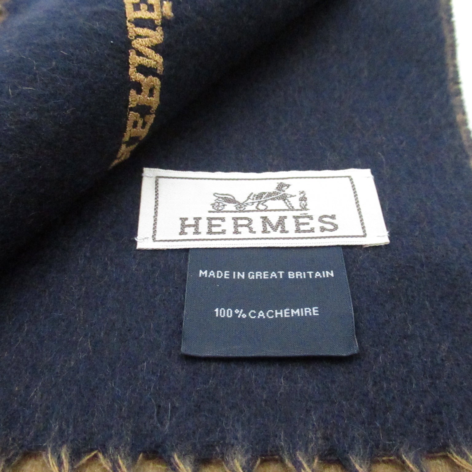 Hermes Hermes Cashmere Maffler Camel/Marine Maffler  Casimir  Brown H393800T 06