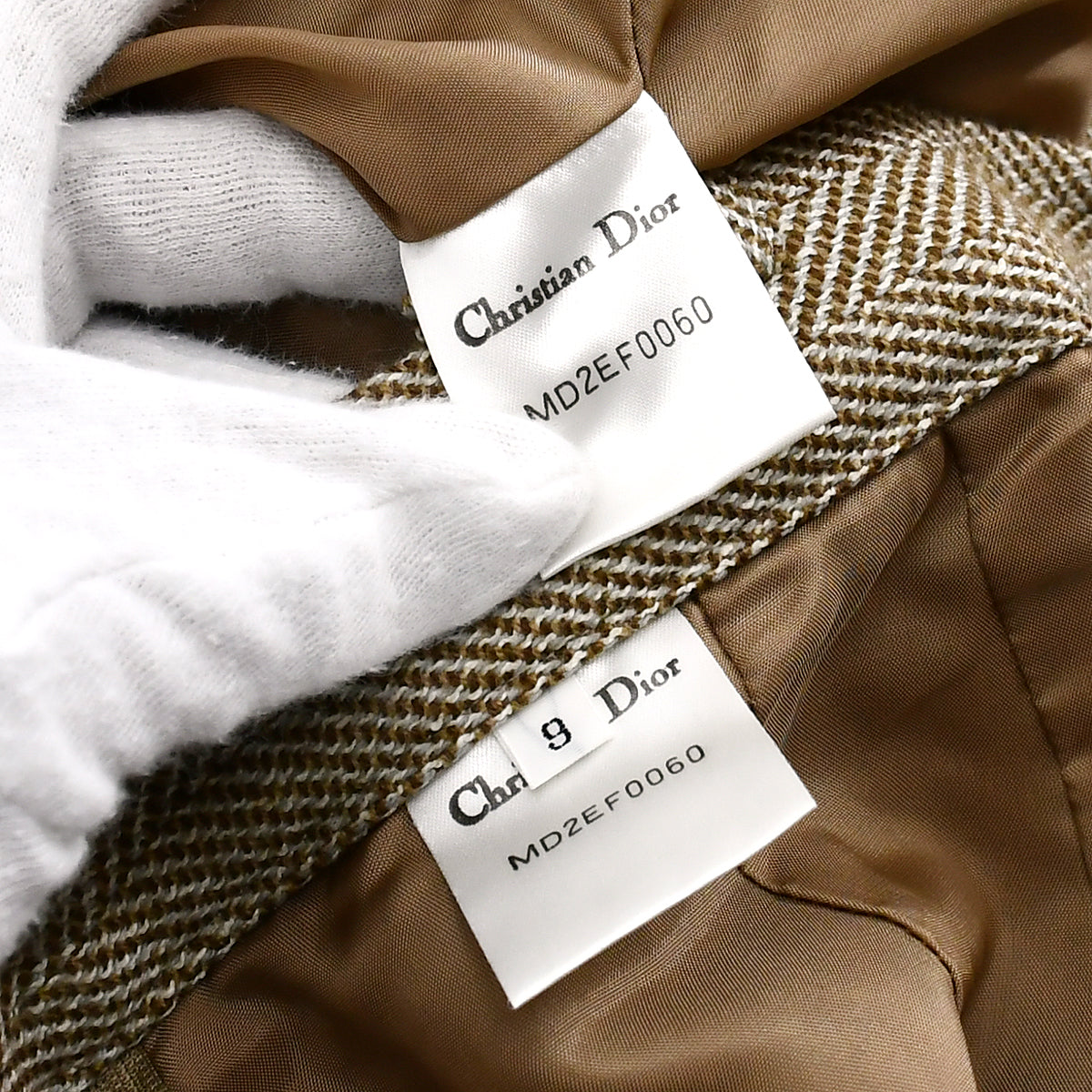 Christian Dior Setup Suit Jacket Skirt Beige 