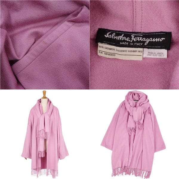 Salvatore Ferragamo Coat Buttonless Cashmereia 100%   Free Pink