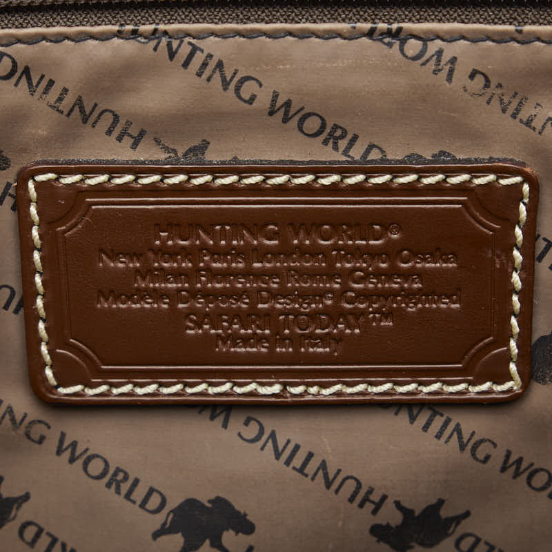 Hunting World Safari D Tote Bag Shoulder Bag Black Brown Canvas Leather  Hunting World