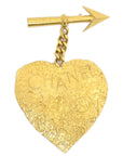 CHANEL 1993 Arrow Heart Brooch Pin Gold