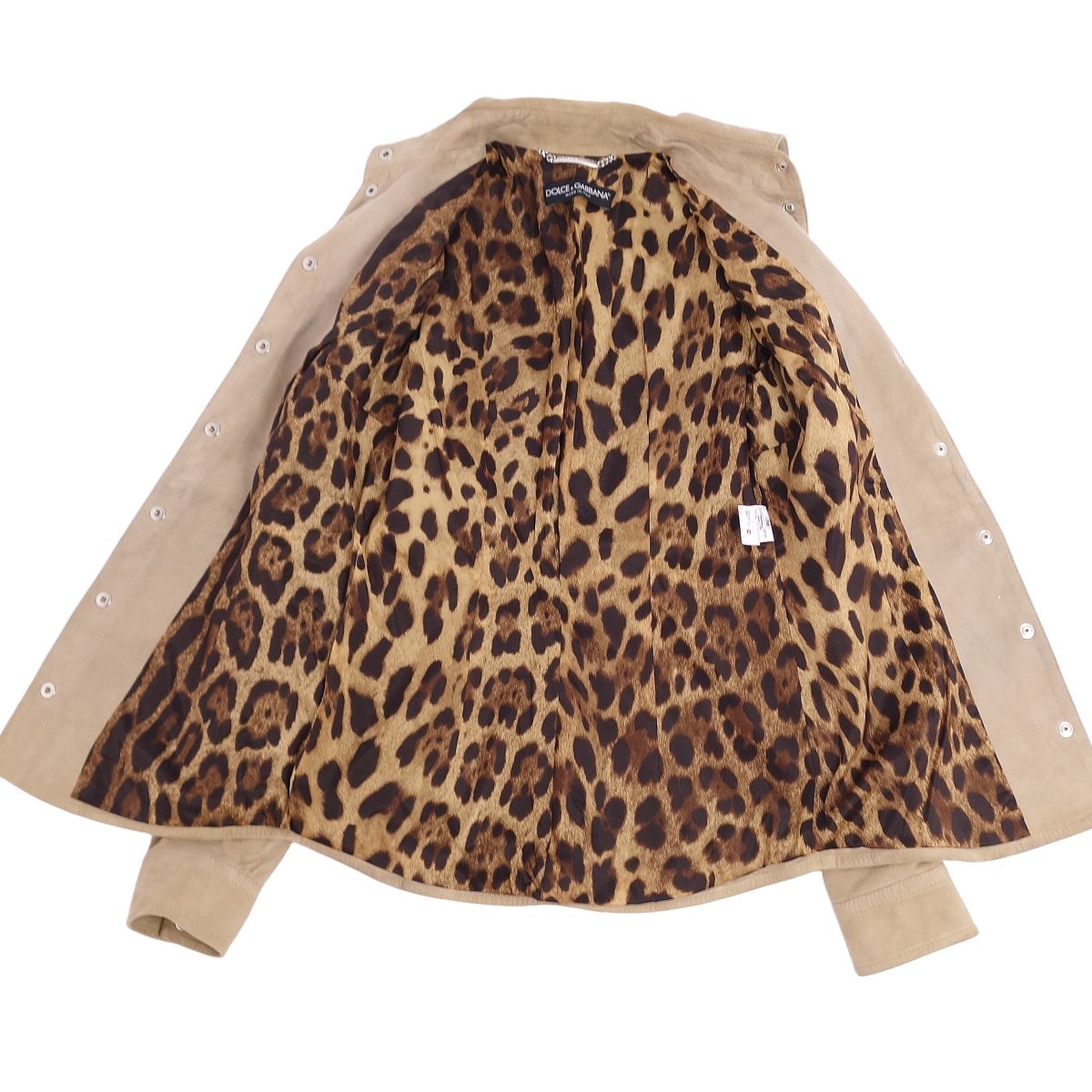 Dolce &amp; Gabbana Dolce &amp; Gabbana Leather  Jacket Leopard Goth Swede   38 (S equivalent) Brown