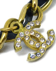 Chanel CC Rhinestone Pendant Necklace Gold Black 95P