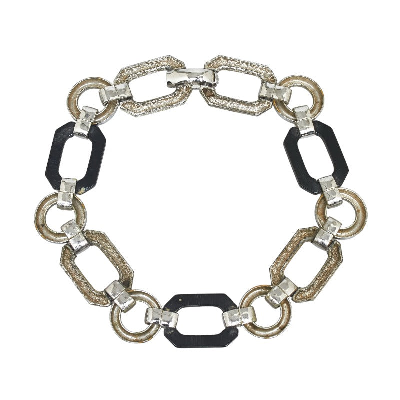 Dior Chain Link Necklace Silver Black Metal   Dior