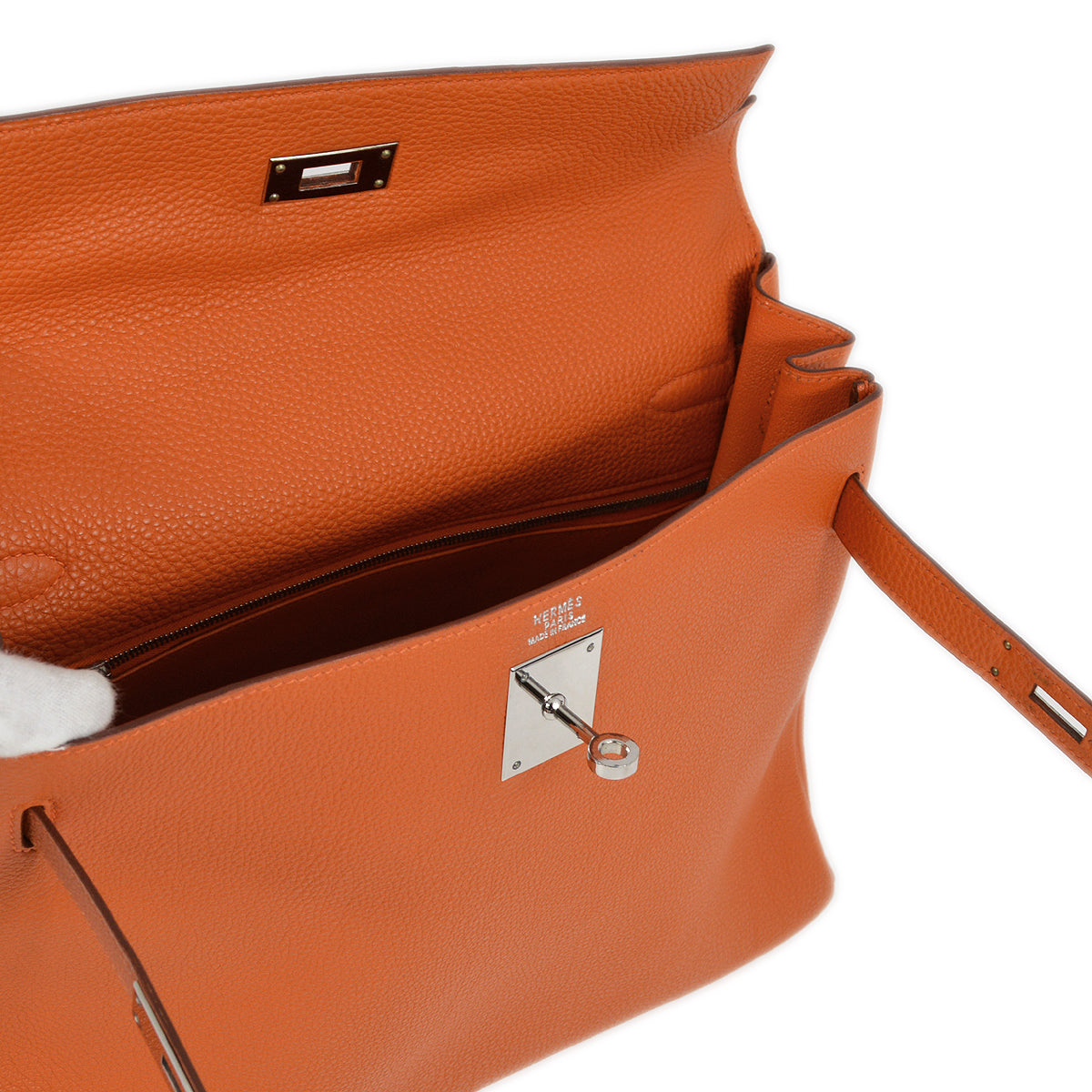 Hermes Orange Togo Kelly 32 Retourne 2way Shoulder Handbag