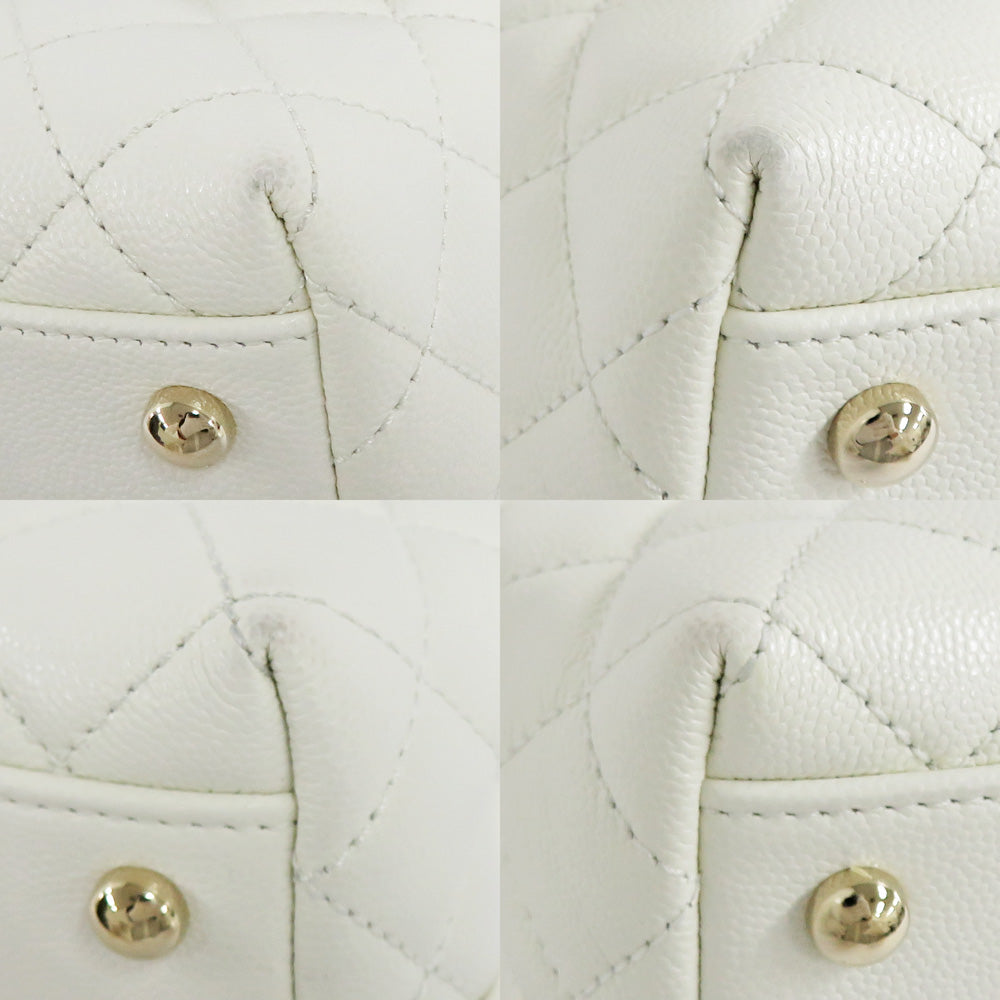CHANEL Chanel Coco Handle 29 Top Handle Flap Bag  A92991 Caviar S White G   White Handbag Shoulder Bag  Coco