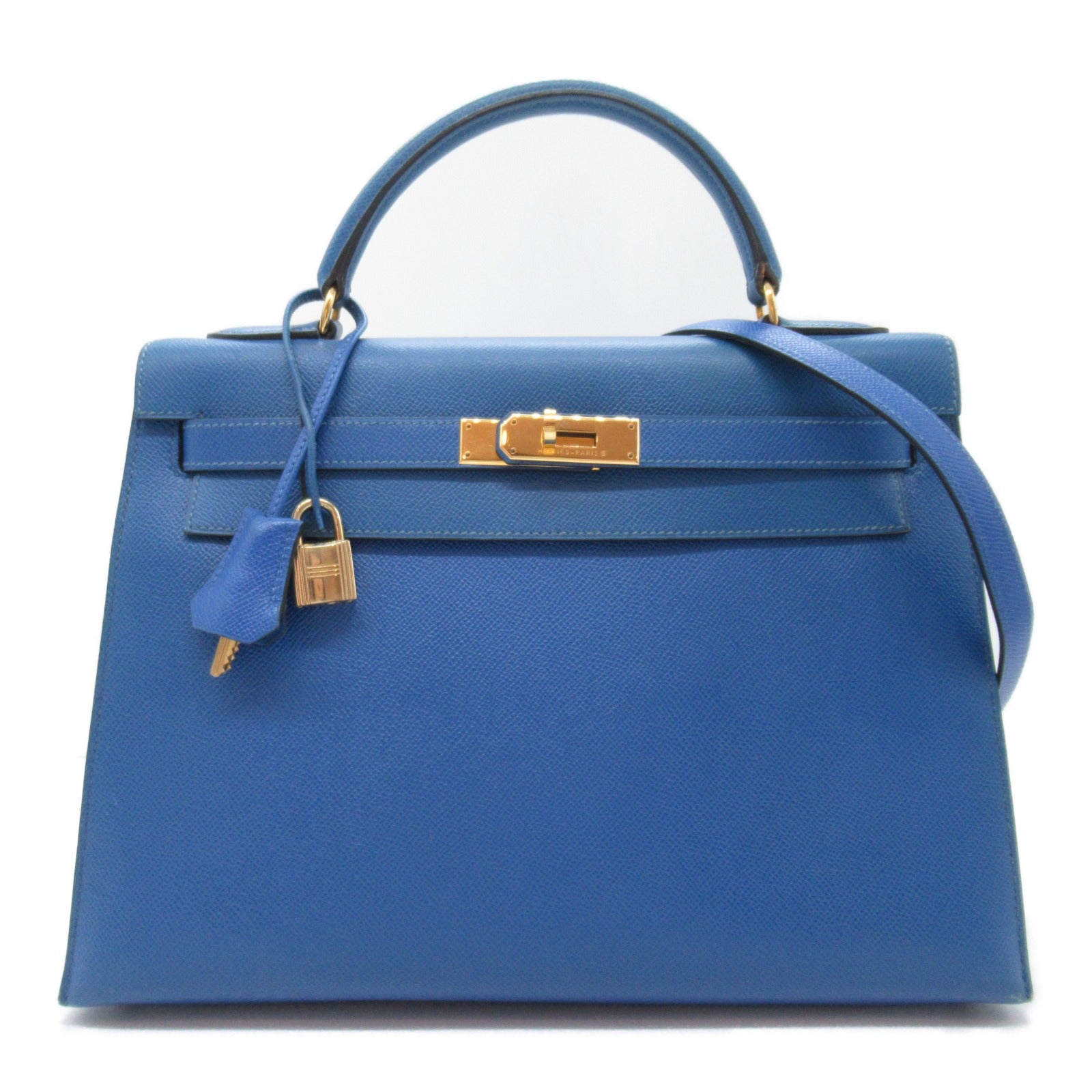 Hermes Kelly 32 Blue French  Sewing Handbag Handbag Leather Handbag Lexus  Blue