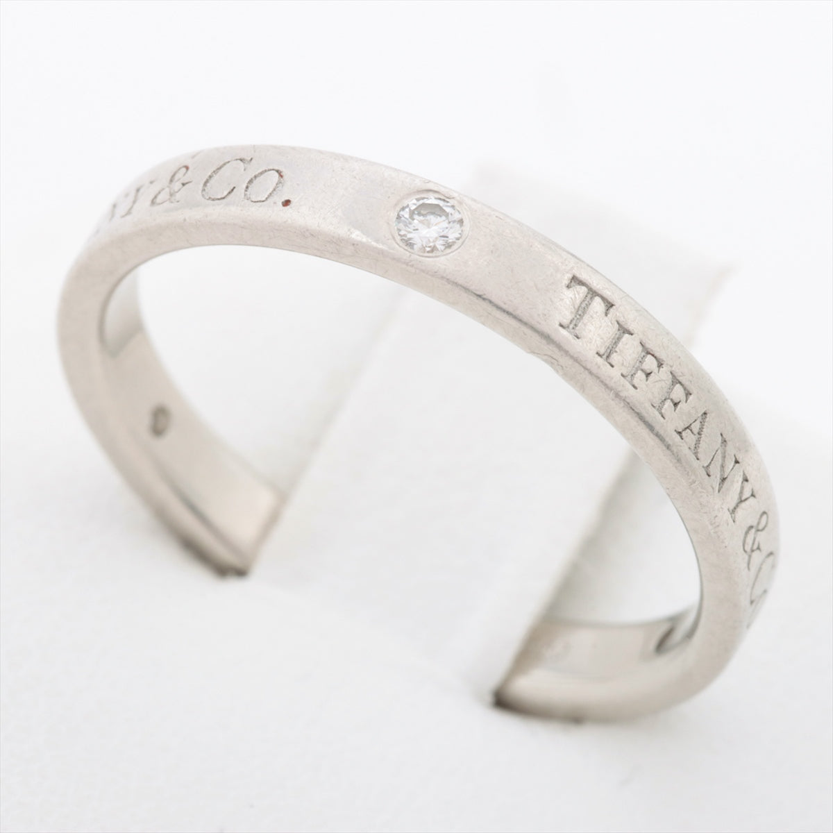 Tiffany Flap Band 3P Diamond Ring Pt950 5.4g