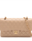 Chanel Matrasse Caviar S Double Flap Double Chain Bag Beige Gold