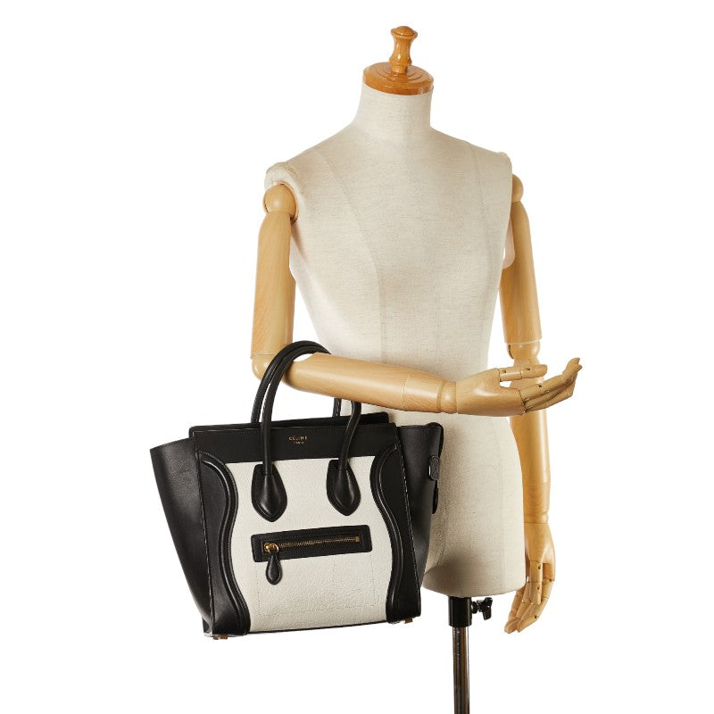 Celine Lugg Micro per Handbag Black White Leather  Celine