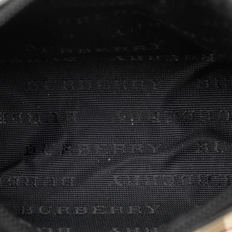 Burberry Nova Check Pouch Beige Black PVC Leather