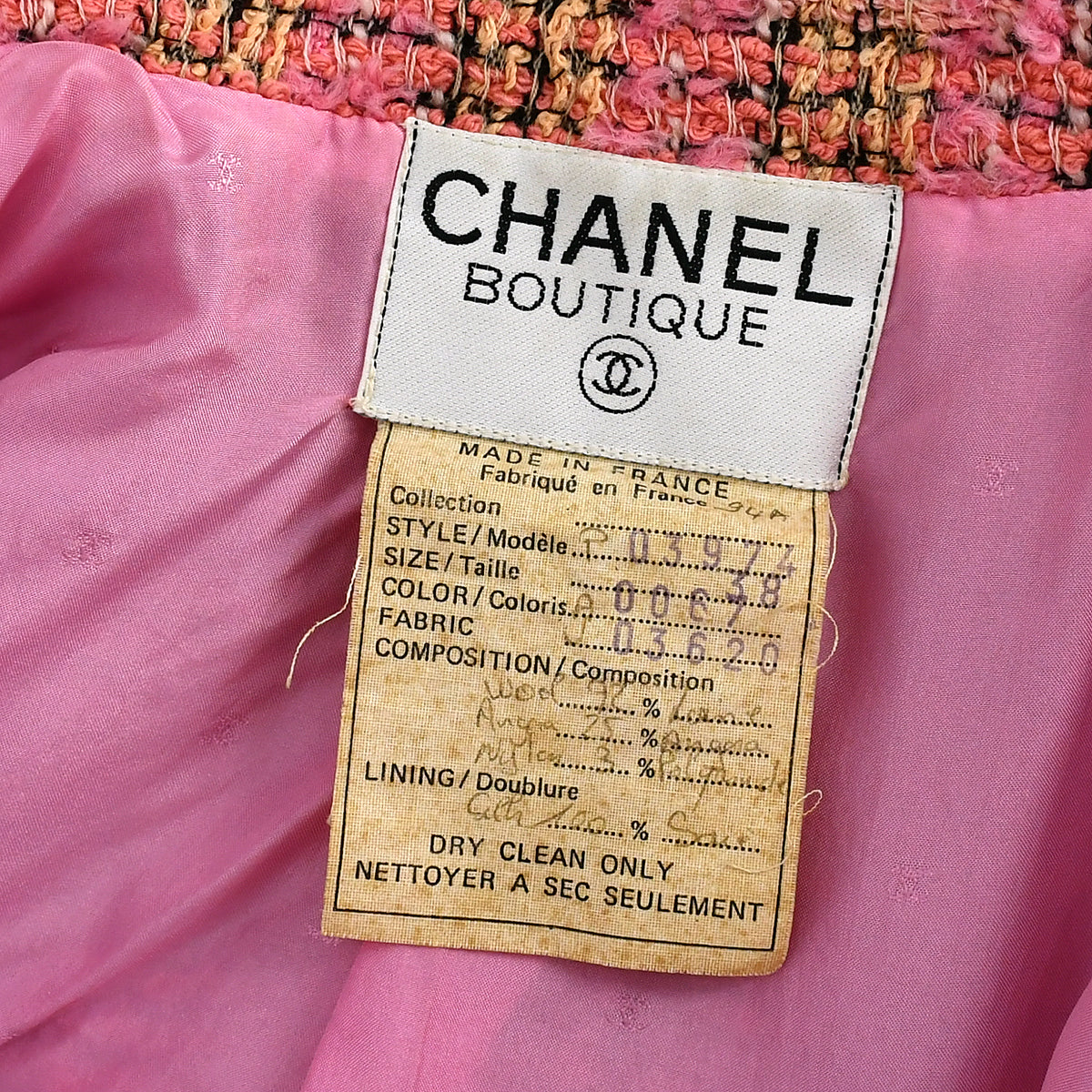 Chanel Fall 1994 single-breasted tweed boucle jacket 