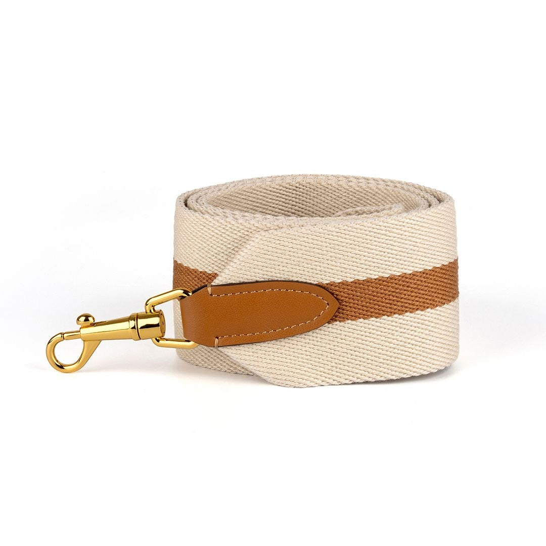 Luxury Bag Strap in Canvas Leather Brown