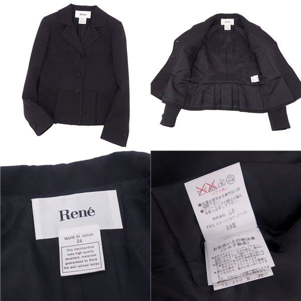 Rene Jacket Wool Silk  Ribbon Print  Out 34 (S Equivalent) Black