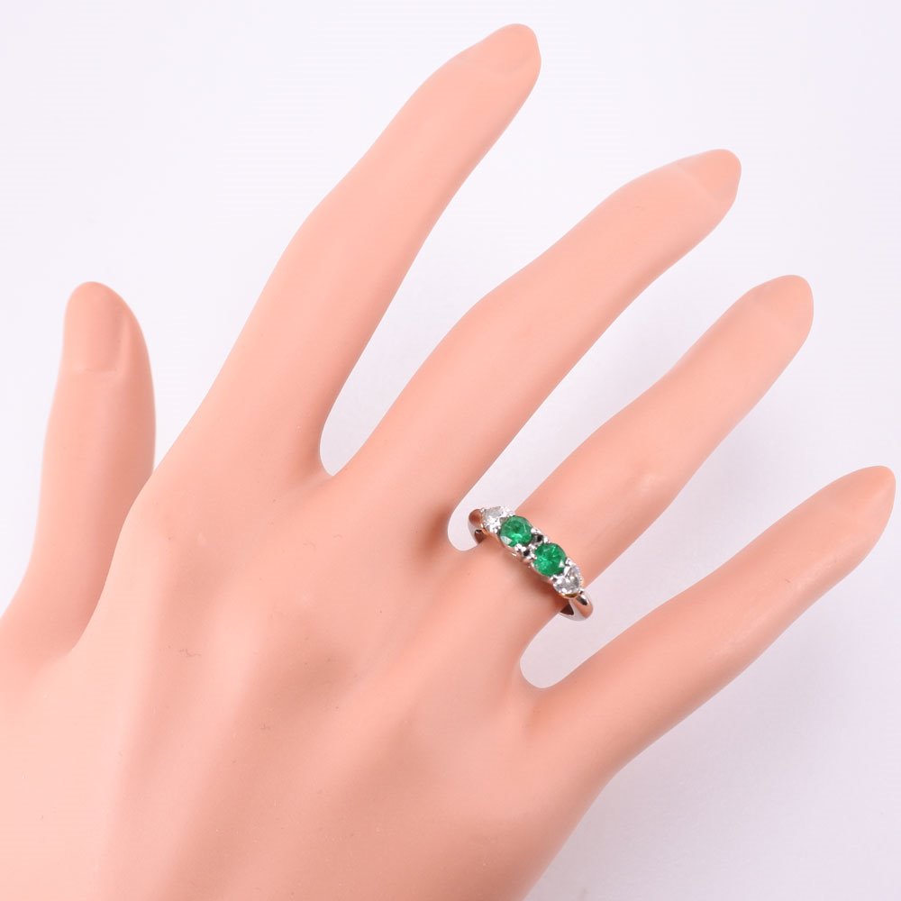 Diamond 8th Ring Ring Pt900 Platinum  K18 Yellow G × Emerald E0.40 D0.34 One letter  4.3g diamond ladies A-ranked gold