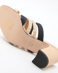 Chanel Cocomark Leather X Fabric Sandal 35C Lady Beige X Black G35381 Pearl Mould Sandal Storage Bag With Allu Happy Market Store