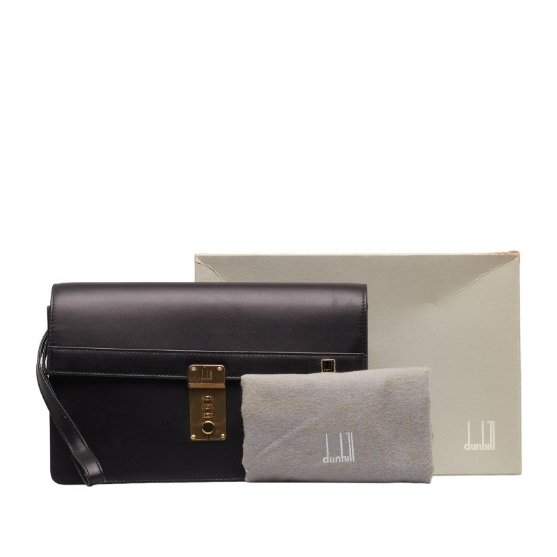 Dunhill second handbag black gold leather ladies Dunhill