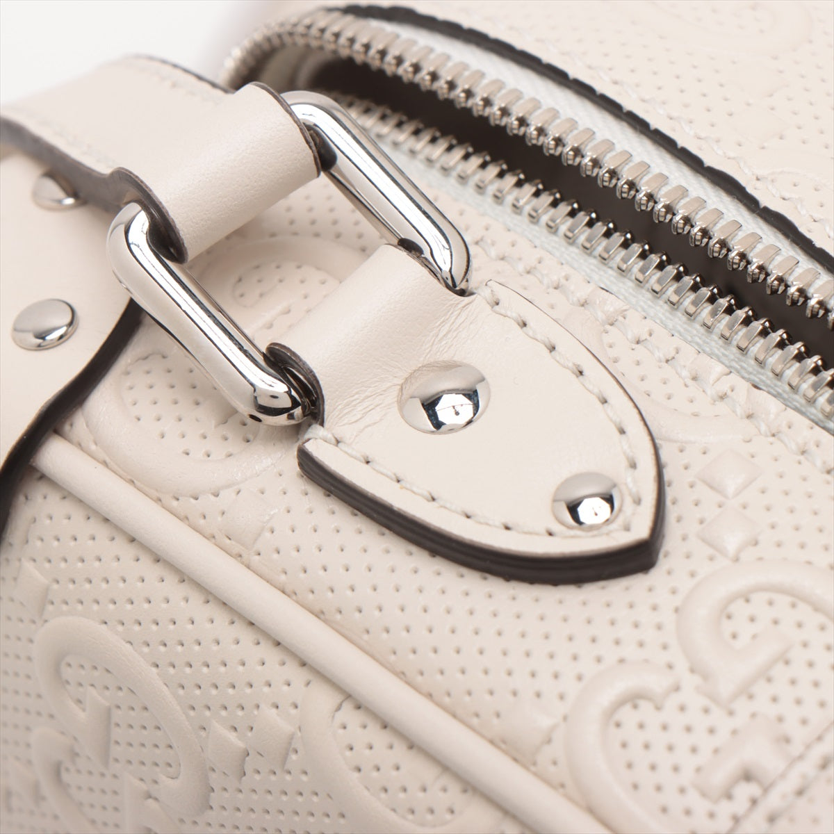 Gucci GG Embos Leather Shoulder Bag White 626363