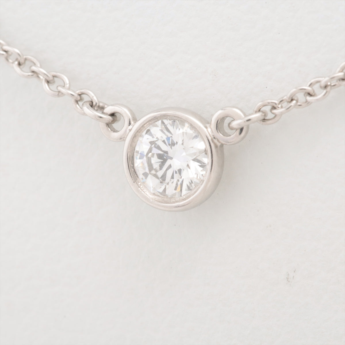 Tiffany Bazaar 1P Diamond Necklace Pt950 2.4g diameter approximately 4.45mm