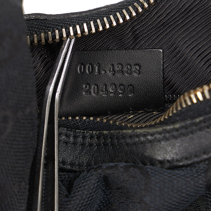 Gucci GG Canvas One Shoulder Bag 001 4288 Black Canvas Leather Women&#39;s