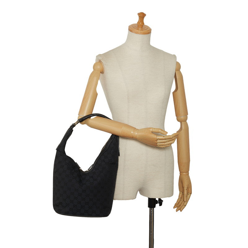 Gucci GG Canvas One Shoulder Bag 001 4288 Black Canvas Leather Women&#39;s